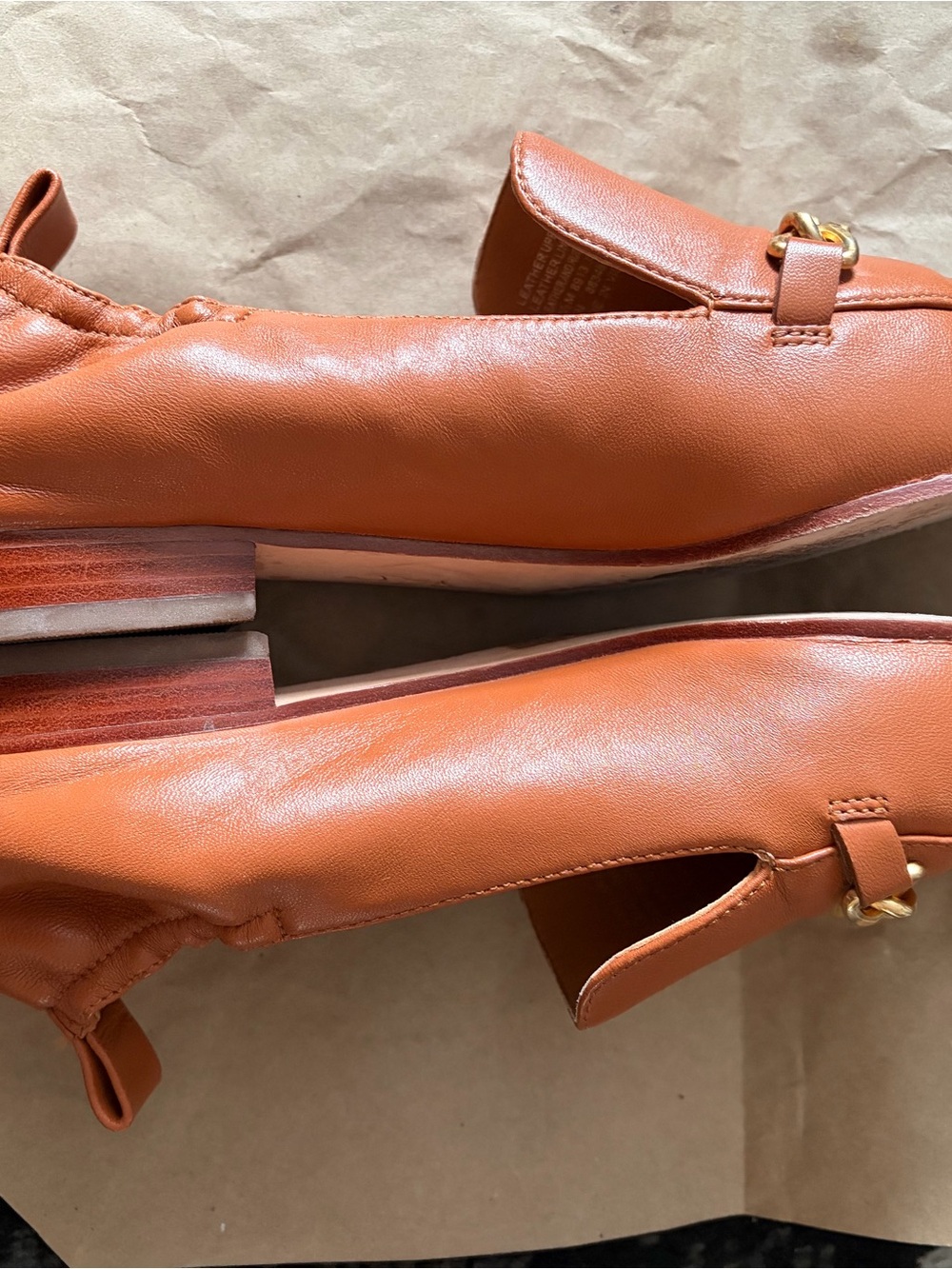 Women’s Tory Burch Leather Chain-Trim Loafers in Tan - Picture 3 of 5